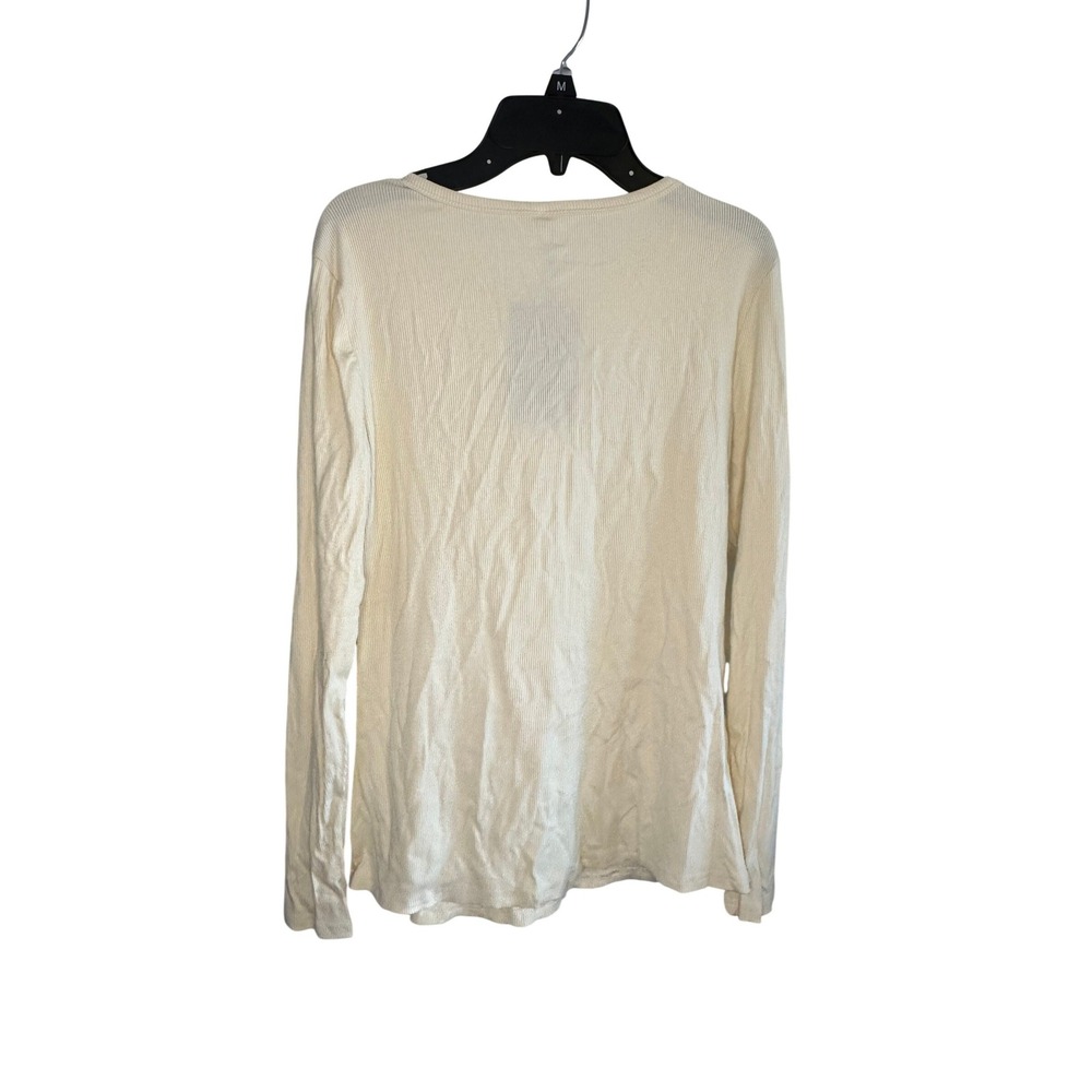 Ficerd‎ Womens Cream Ribbed Long Sleeve Crew Neck Top Size M - Picture 2 of 7
